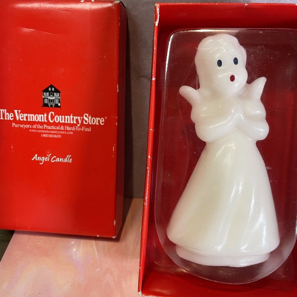 Vintage Vermont Country Store Angel Christmas Ornate Candle 5” NIB